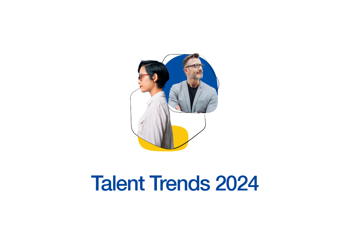 Dos personas ilustrando tendencias de talento 2024.