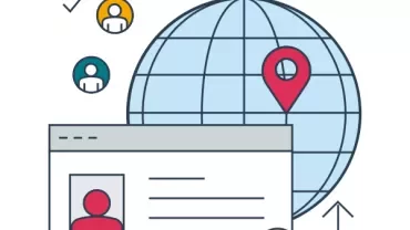 Iconos de personas conectadas globalmente.