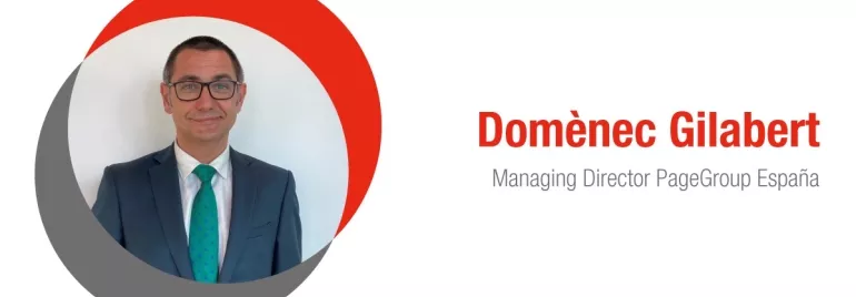 Persona con gafas y traje, texto: 'Domènec Gilabert, Managing Director PageGroup España'.