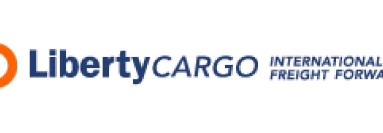 Logotipo de Liberty Cargo sobre fondo azul.