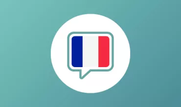 Icono de burbuja de chat con bandera francesa.