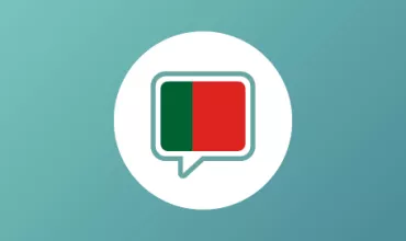 Ícono de globo de diálogo con mitades verde y roja.